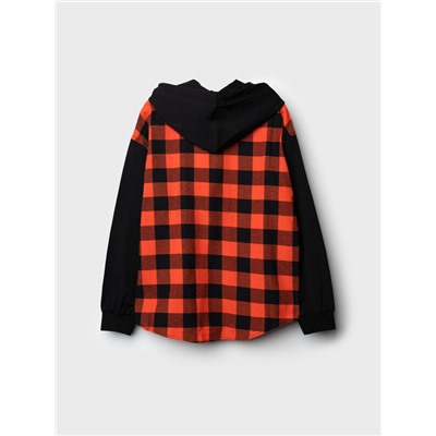 Рубашка текстильная с рукавами и капюшоном из трикотажа для мальчиков