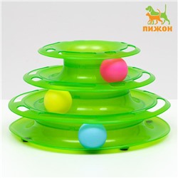 Игровой комплекс для кошек «Пижон», 24.5×24.5×13 с, с 3 шариками, зелёный
