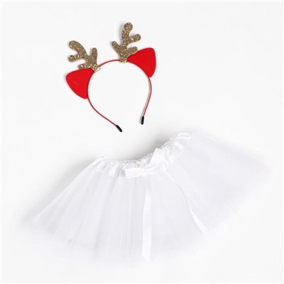 Набор для фотосессии «Крошка Я. Волшебный оленёнок»: юбка и ободок, красно-белый, рост 68-86 см