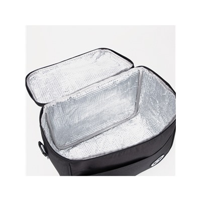 Термосумка на молнии, объём 12.5 л, наружный карман, регулируемый ремень, чёрная