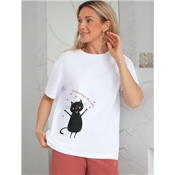 Футболка с принтом свободная эластичная из премиального хлопка