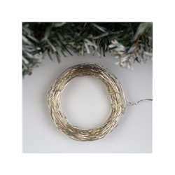 Гирлянда «Нить» 10 м роса, IP20, серебристая нить, 100 LED, свечение белое, мерцание белым, 12 В