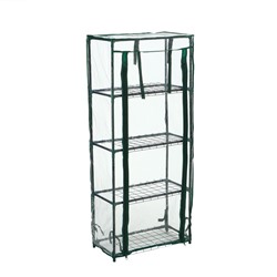 Парник-стеллаж, 4 полки, 105×24×46 см, металлический каркас d=12 мм, чехол плёнка 80 мкм, Greengo