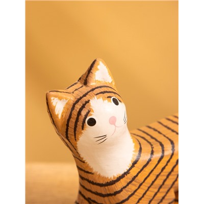 Сувенир «Полосатая кошка», 11×3×9 см, дерево, МИКС