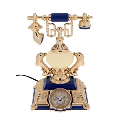 УЦЕНКА Часы - светильник «Ретро - телефон», синий, с будильником, 28.5×18×18 см