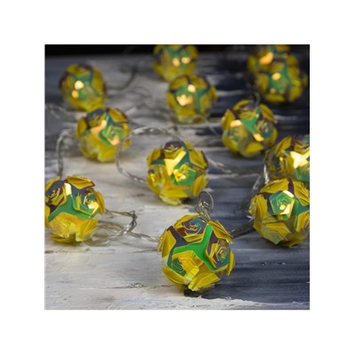 Гирлянда «Нить» 4.5 м с насадками «Цветочные шары», IP20, прозрачная нить, 15 LED, свечение тёплое белое, 220 В