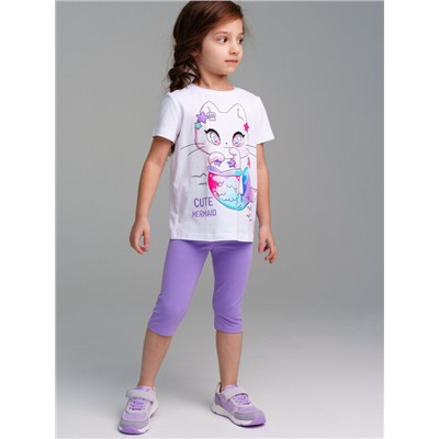 Комплект трикотажный для девочек: брюки (легинсы укороченные), фуфайка (футболка)