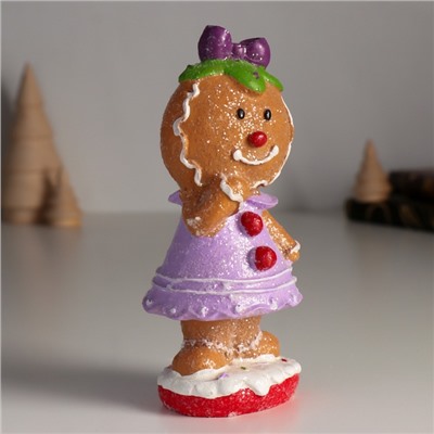 Фигурка полистоун «Пряничка в сиреневом платье, с бантиком», 5.5×6.5×15 см