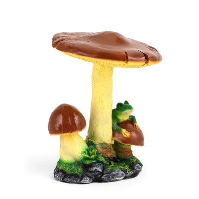 Садовая фигура из полистоуна «Гриб тройной с лягушкой», h=35 см