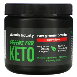 Vitamin Bounty, Greens For Keto, Raw Greens Powder, Berry Flavor, 180 g