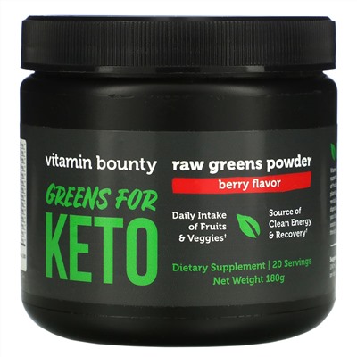 Vitamin Bounty, Greens For Keto, Raw Greens Powder, Berry Flavor, 180 g