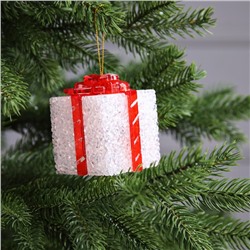 Светодиодная фигура «Подарок белый» 8 см, пластик, батарейки AG13×3 (в комплекте), свечение мульти (RGB)