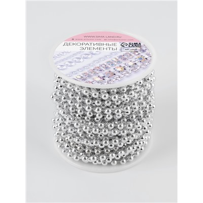 Бусы на нитях, 4 мм, 9±1 м, цвет серебряный