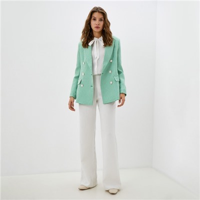 Пиджак женский двубортный MIST, размер 50, цвет зелёный, белый