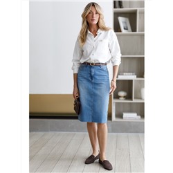 Джинсовая юбка с декоративной стиркой из эластичного денима средней плотности