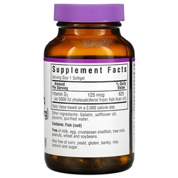 Bluebonnet Nutrition, Vitamin D3, 125 mcg (5,000 IU), 100 Softgels