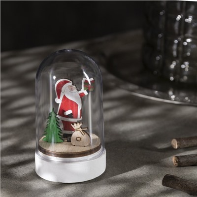 Светодиодная фигура под куполом «Дед Мороз» 6×9.5×6 см, дерево, батарейки LR1130×3 (нет в комплекте), свечение тёплое белое