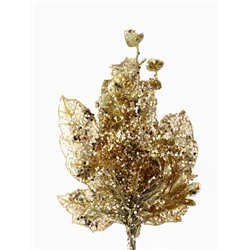 Еловая ветка декоративная «Зимнее волшебство. Грация», пластик, резные листья, 33×17 см, золото