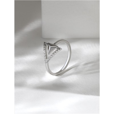 Кольцо из серебра с фианитами родированное - Треугольник 925 пробы к-7273р200