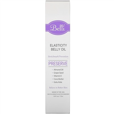Belli Skincare, Elasticity Belly Oil, 3.8 fl oz (112 ml)