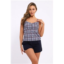 Пижама с шортами "Лето" 042-15 (Синий/клетка)
