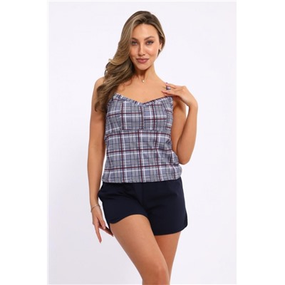 Пижама с шортами "Лето" 042-15 (Синий/клетка)
