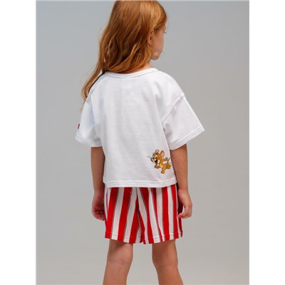 Комплект трикотажный для девочек: фуфайка (футболка), шорты