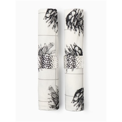 Набор салфеток сервировочных на стол «Этель» Christmas, 2 шт., белые, с декоративными кольцами, 45×45 см