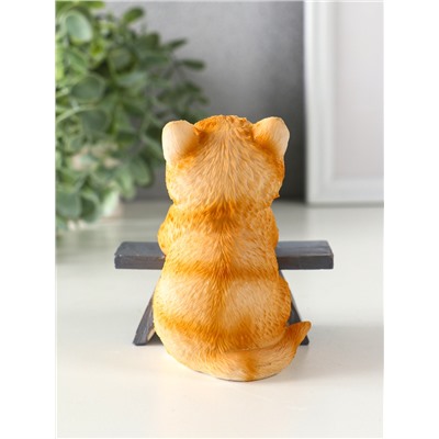 Фигурка полистоун «Котик с книгой за партой», рыжий, 9×8.5×9.5 см