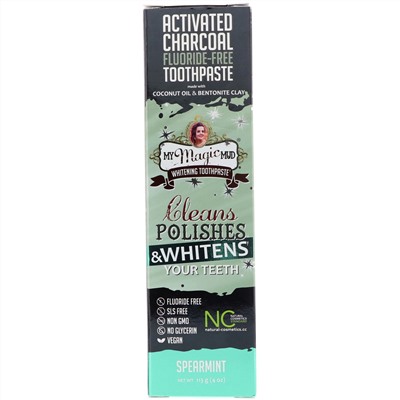 My Magic Mud, Activated Charcoal, Fluoride-Free, Whitening Toothpaste, Spearmint, 4 oz (113 g)