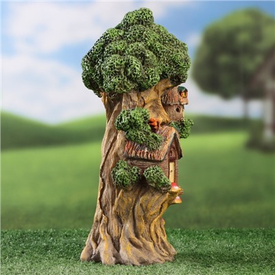 Садовая фигура - фонарь из полистоуна «Дом на дереве», 15×10×29 см