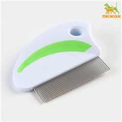 Расчёска малая с нескользящей ручкой, 8×6 см, бело-зелёная