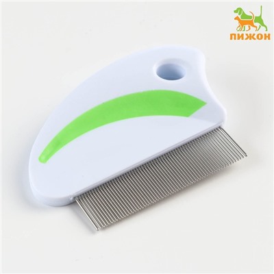 Расчёска малая с нескользящей ручкой, 8×6 см, бело-зелёная