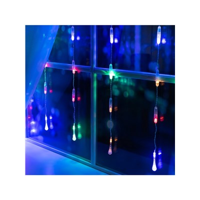 Гирлянда «Занавес» 2.5×0.65 м с насадками «Капли», IP20, прозрачная нить, 50 LED, свечение мульти, 8 режимов, 220 В