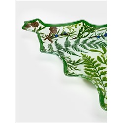 Блюдо сервировочное новогоднее Доляна «Еловые ветки», 24.5×24.7×2 см, стекло, белое, зелёное