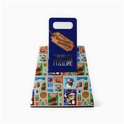 Коробка подарочная новогодняя складная с ручками «С новым годом» 23×8×32 см