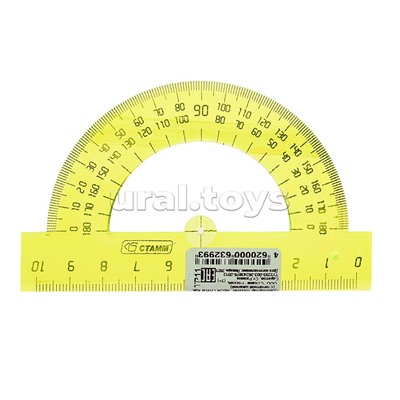 Транспортир 10см 180* NEON Cristal, ассорти