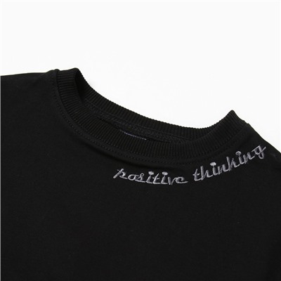 Комплект для девочки (свитшот, брюки), цвет чёрный, рост 122 см