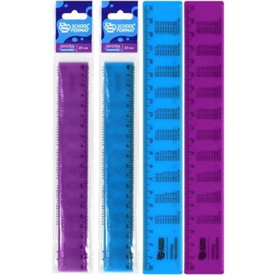 Линейка пластиковая 20 см шпаргалка с таблицей умножения, двухстороняя ЛИ-ШП SchoolФормат