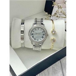 Подарочный набор для женщин часы, 2 браслета + коробка #22864433
