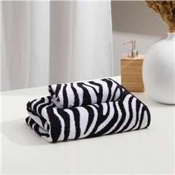 Полотенце махровое Этель ЧБ «Зебра», пестроткань, 70×130 см