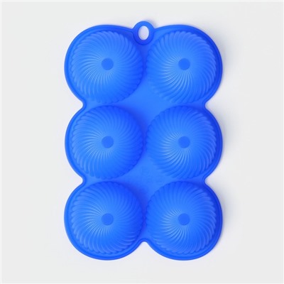 Форма для выпечки «Купол», 25×16×3.5 см, 6 ячеек (d=7 см), силикон, МИКС