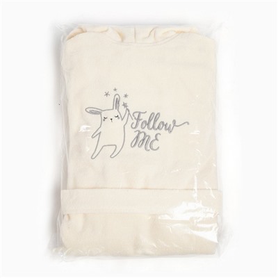 Халат махровый детский Этель Follow me, размер 32 (110-116 см), бежевый