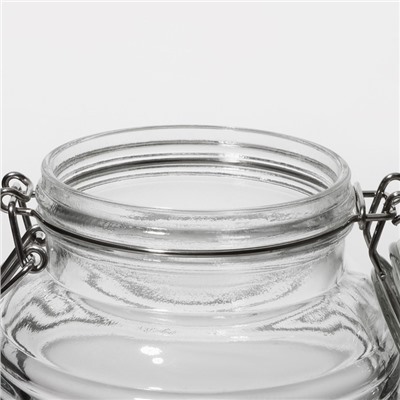 Банка для сыпучих Доляна «Уют», 2.1 л, 12×19 см, с бугельным замком, стекло, прозрачная