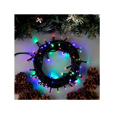 Гирлянда «Нить» 10 м, IP44, тёмная нить, 100 LED, свечение мульти, 8 режимов, 220 В