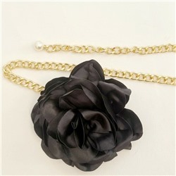 Пояс-брошка "Цветок" из ткани, цепочка цвет: золотистый, цветок черный, арт.187.494
