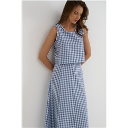 Топ  T25 03_Blue Checkers/Голубой, белый