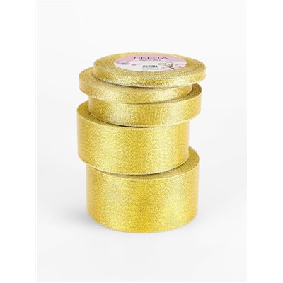 Набор парчовых лент, 5 шт., размер лент: 6/10/20/40/50 мм, 23±1 м, цвет золотой