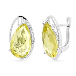 Серьги из серебра лимонный топаз, Грацио