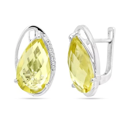 Серьги из серебра лимонный топаз, Грацио